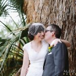 Bride and groom affectionate 