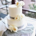 white wedding cake with flowers