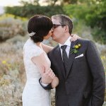 bride and groom kissing