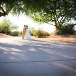bride and groom on pavement
