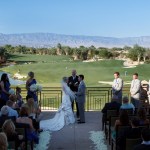 Wedding Ceremony in silhouette overlooking the golf course