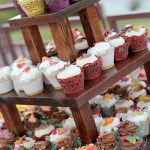 Pyramid of cupcakes at wedding reception