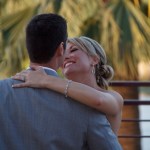 Bride smiling at groom during first dance