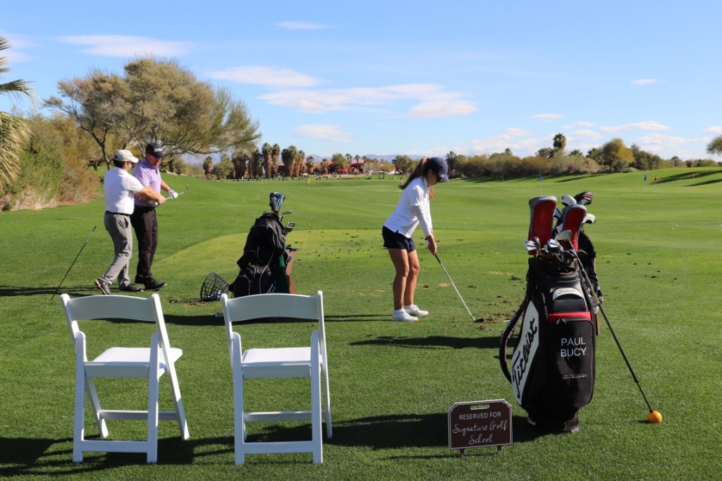 Golf course instruction at range
