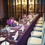 Purple banquet long table setting