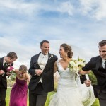 Bridal party taking fun run photo