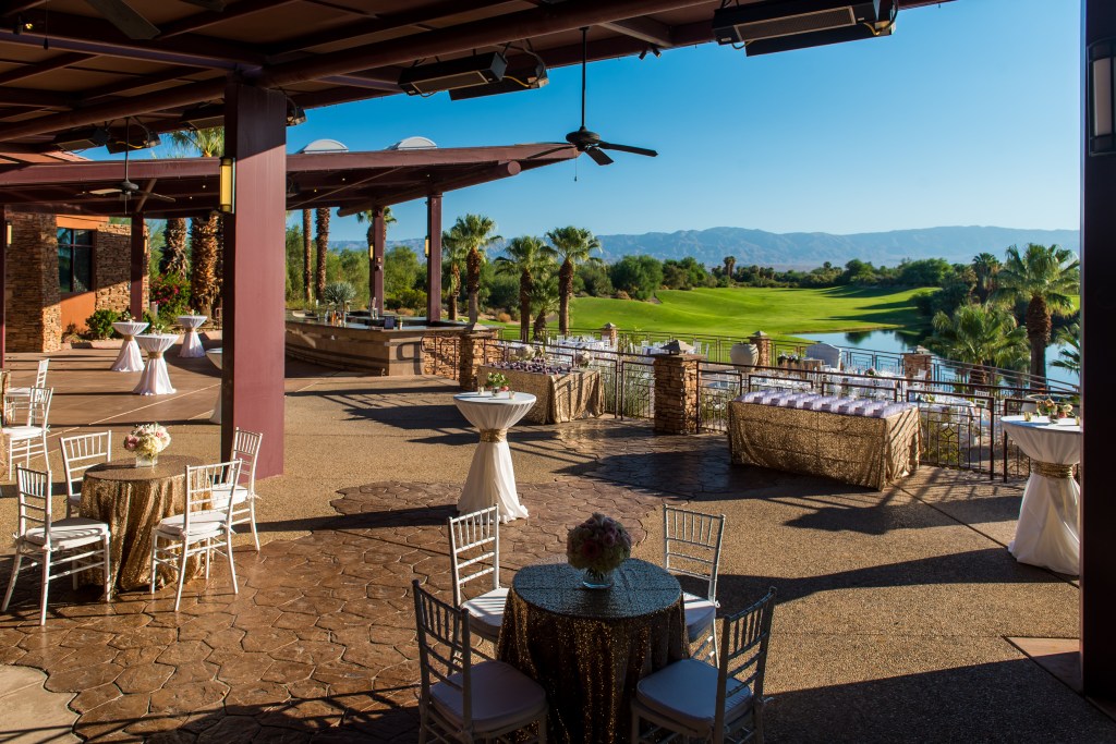 Upper Lakeview Terrace setup for a banquet at Desert Willow Golf Resort