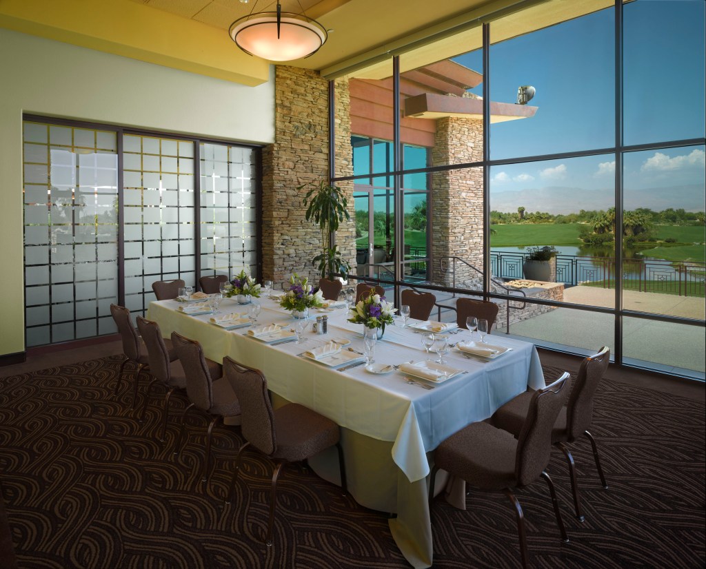 Palm Desert Room setup for a banquet at Desert Willow Golf Resort