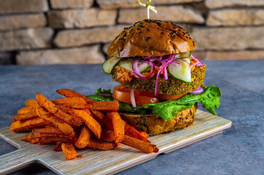 Falafel Burger at The Terrace Restaurant at Desert Willow Golf Resort