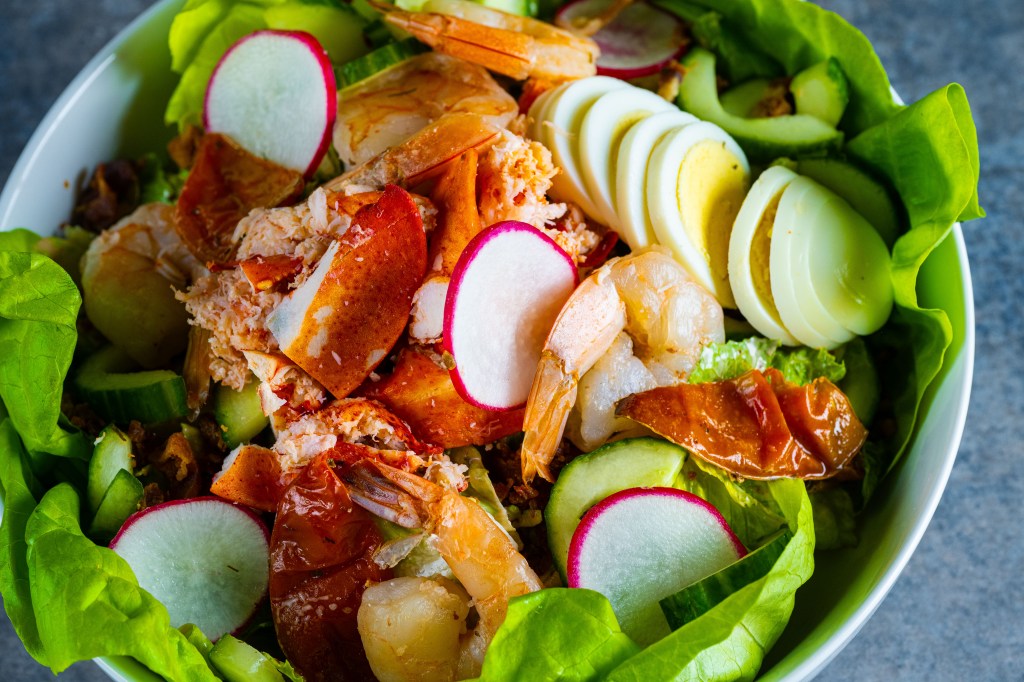 Shrimp + Lobster Louie salad at The Terrace Restaurant at Desert Willow Golf Resort